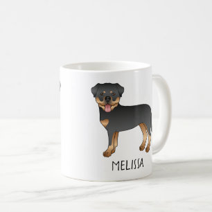 Mug Noir Et Tan Rottweiler Cute Cartoon Chien Et Nom