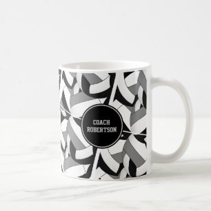 Mug noir gris couleurs de l'école volleyball entraîneu
