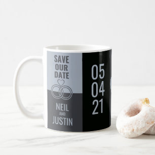 Mug Noir & Gris Moderne Enregistrer La Date