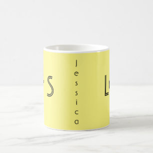 Mug Noir jaune minimaliste de "FFS" de la coutume