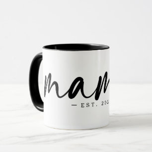 Mug Noir moderne Est, Année Texte MAMA Blanc