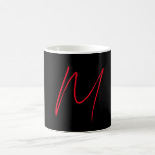 Mug Noir moderne rouge monogramme professionnel