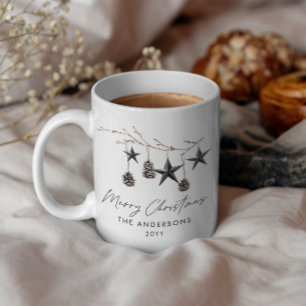 Mug Noir moderne scandi élégant script Noël Vacances