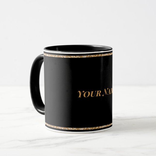 Mug Noir noir, MODÈLE simple et élégant (Devant gauche)