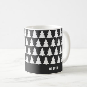 Mug Noir noir rétro Noël moderne minimal unique
