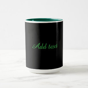 Mug Noir-noir, simplement élégant, garniture verte,