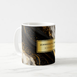 Mug Noir Or moderne et blanc Nom personnalisé Affaires