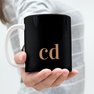 Mug Noir or monogramme initiales personnalisation mode