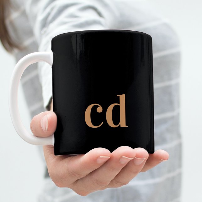 Mug Noir or monogramme initiales personnalisation mode (Créateur téléchargé)