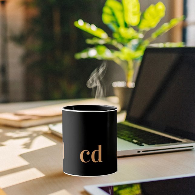 Mug Noir or monogramme initiales personnalisation mode (Créateur téléchargé)