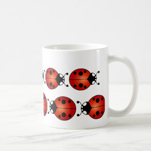 Mug Noir orange rouge de coccinelles chanceuses des