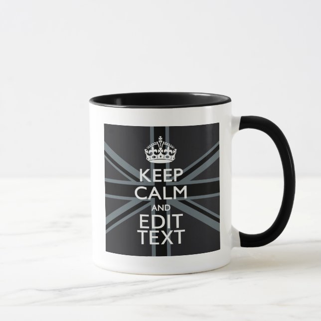 Mug Noir sur Noir Gardez le calme Obtenez votre texte  (Droite)