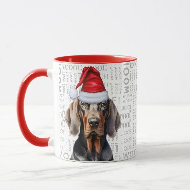 Mug Noir Tan Coonhound Amoureux des chiens Noël (Gauche)