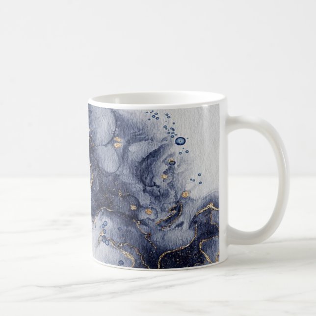 Mug Noix d'encre bleu foncé et or (Droite)
