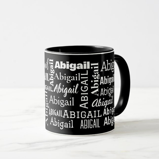 Mug Nom ABIGAIL Blanc En Noir (Devant droit)