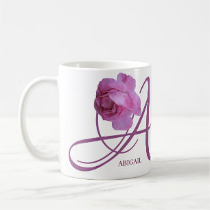 Mug Nom Abigail personnalisable rose fleurs boho