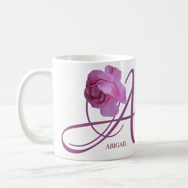 Mug Nom Abigail personnalisable rose fleurs boho (Gauche)