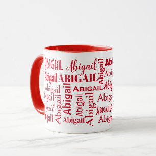 Mug Nom ABIGAIL Rouge En Blanc