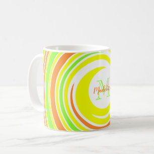 Mug Nom Abstrait du monogramme  vert orange