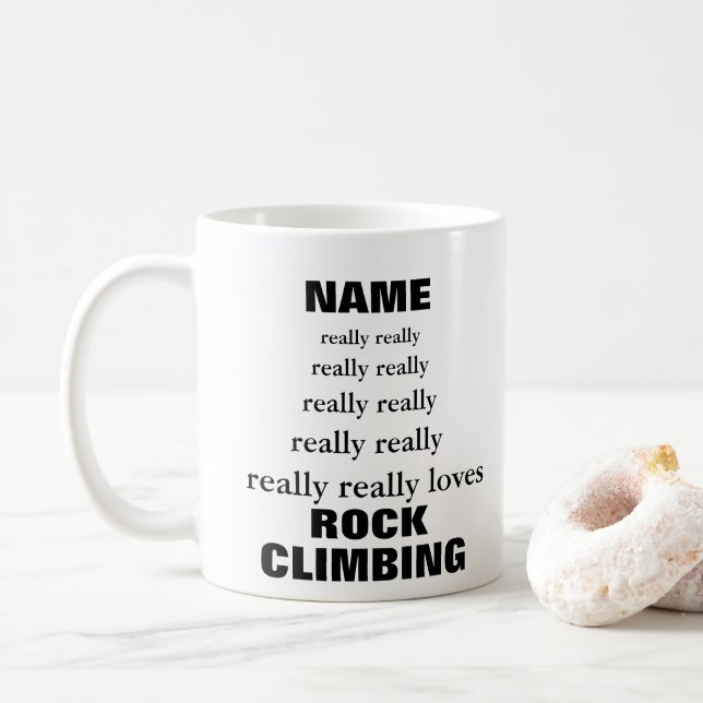 Mug Nom aime vraiment l'escalade de la roche d'objet (Avec donut)