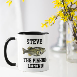 Mug Nom amusant Légende de pêche Basse à grande bouche