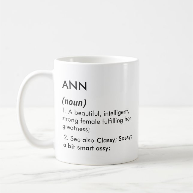 Mug Nom Ann, Nom modifiable, Nom personnalisé (Gauche)
