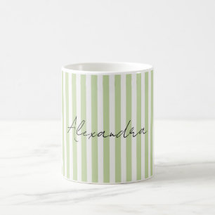 Mug Nom aux Rayures Vertes et Blanches