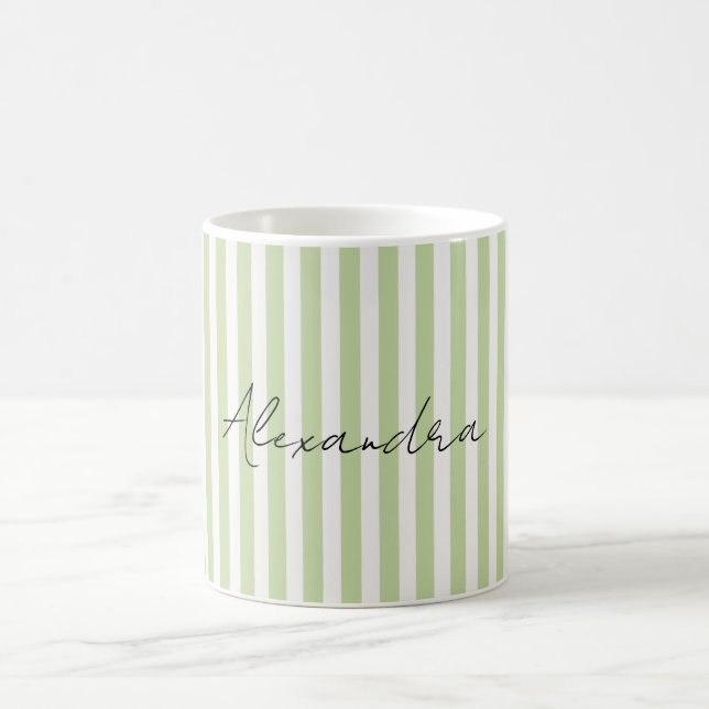 Mug Nom aux Rayures Vertes et Blanches (Centre)