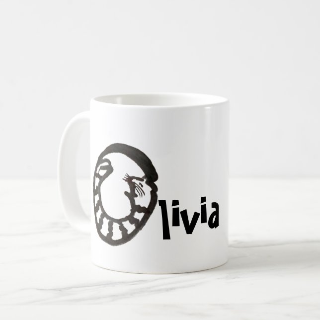 Mug - Nom avec la lettre initiale de chat O (Devant gauche)