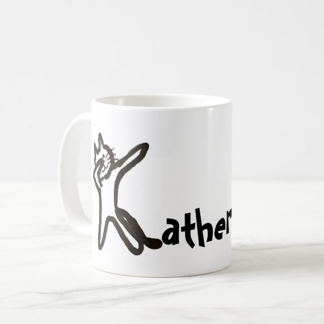 Mug - Nom avec lettre de chat initiale K (Devant gauche)