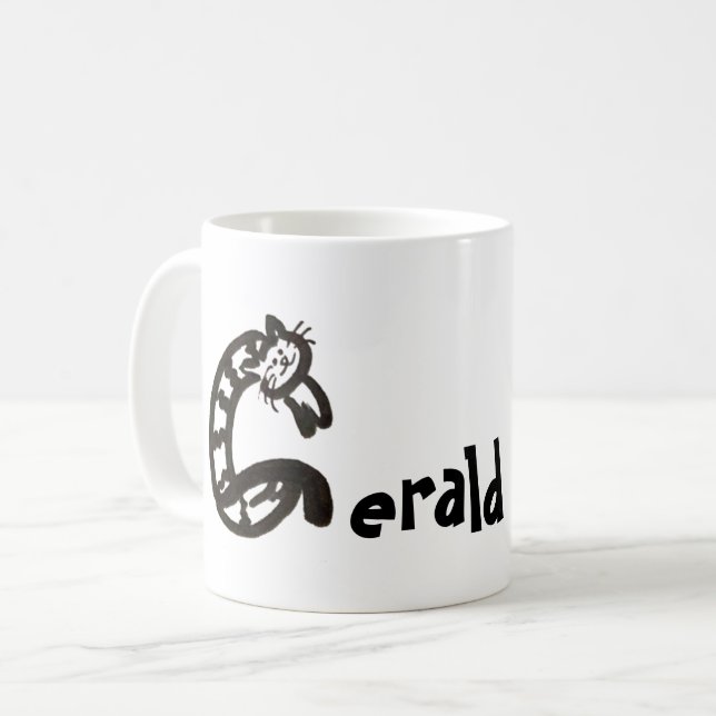Mug - Nom avec lettre initiale de chat G (Devant gauche)