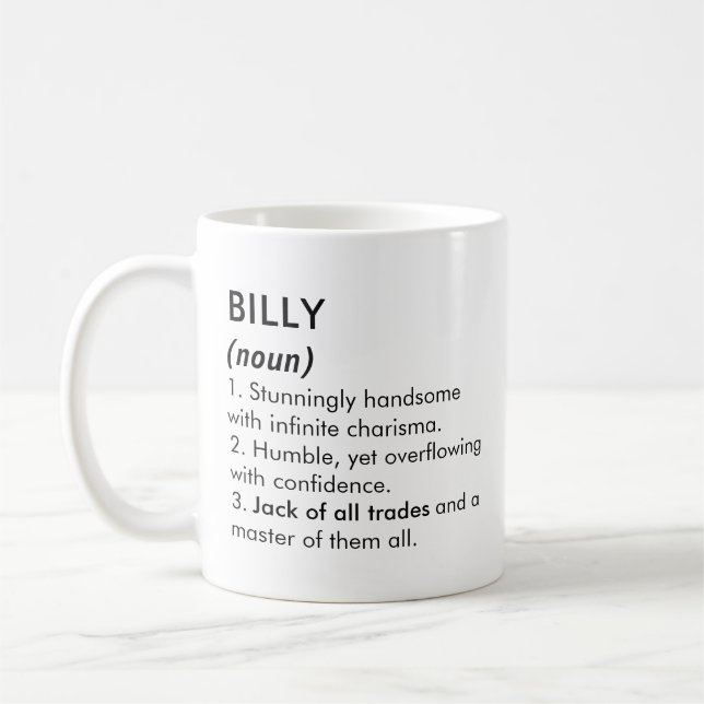 Mug Nom Billy, Nom modifiable, Nom personnalisé (Gauche)