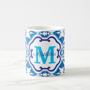 Mug 💙 Nom + bleu initial Azulejos 004