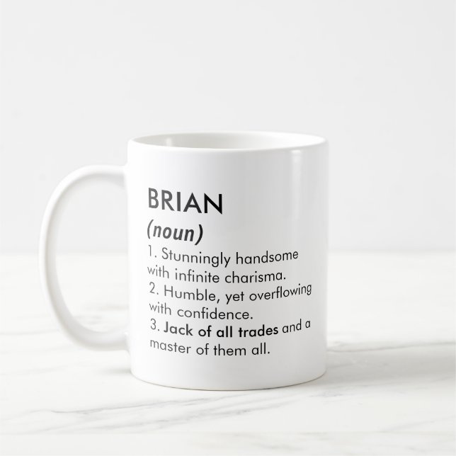 Mug Nom Brian, Nom modifiable, Nom personnalisé (Gauche)