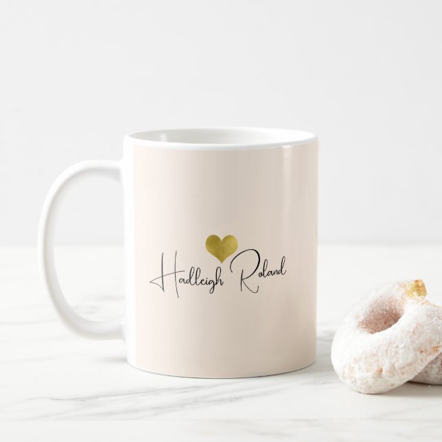 Mug Nom Calligraphie Monogramme Cœur (Avec donut)