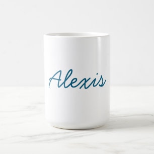 Mug Nom Calligraphie Script Plain Simple Blanc Bleu