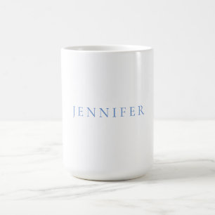 Mug Nom Calligraphie Script Simple Blanc Bleu