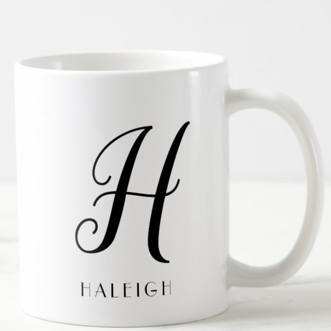 Mug Nom chic élégant avec monogramme ("Everyday is abundantly beautiful." 
Sincerely Best Wishes from Lucky Design World)