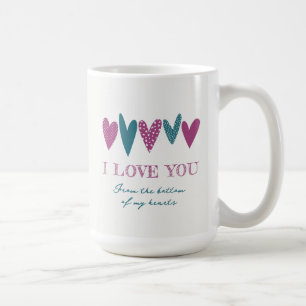Mug Nom d'amour mignon Coeurs Turquoise Turquoise