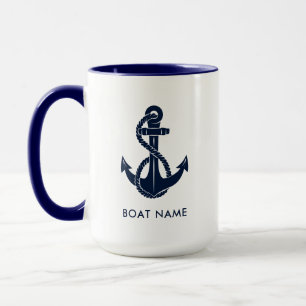 Mug Nom de bateau d'ancre nautique personnalisé