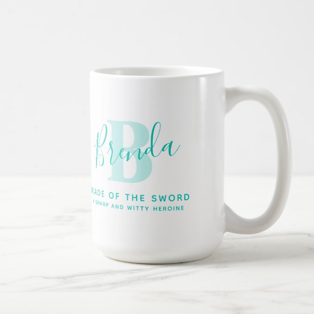 Mug Nom de Brenda signifiant monogramme B texte turquo (Droite)