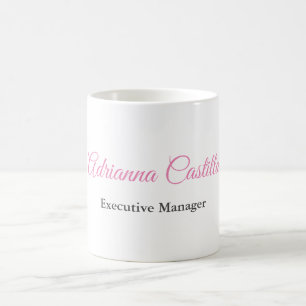 Mug Nom de calligraphie simple noir blanc rose
