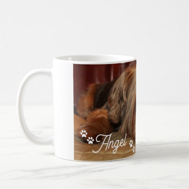 Mug Nom de chien personnalisé Cute Yorkshire Terrier  (Gauche)