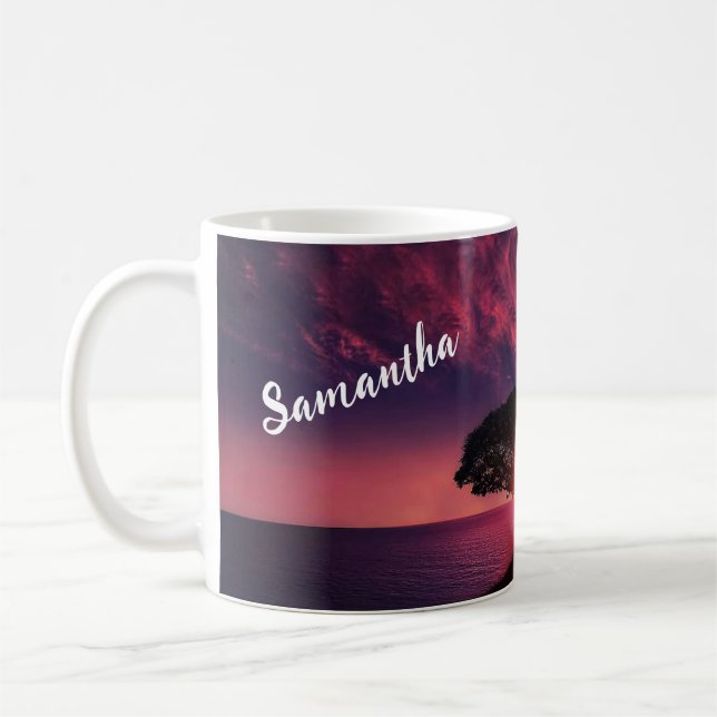Mug Nom de coucher de soleil rouge (Gauche)