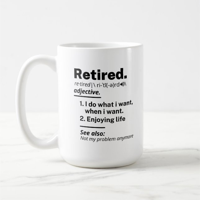 Mug Nom de définition à la retraite, Drôle cadeau de s (Gauche)
