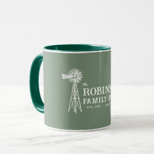 Mug Nom de famille Agritourisme Rustique Windmill Sage