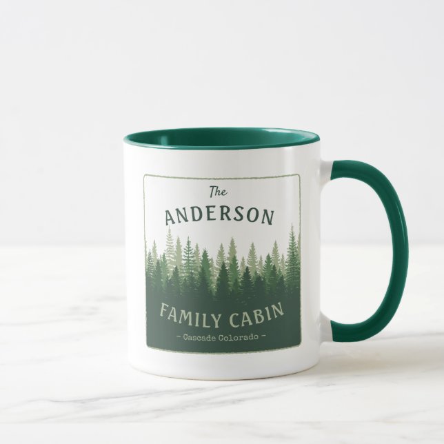 Mug Nom de famille Cabine Emplacement Pine Tree Forest (Droite)