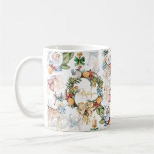 Mug Nom de famille de Noël de l'aquarelle