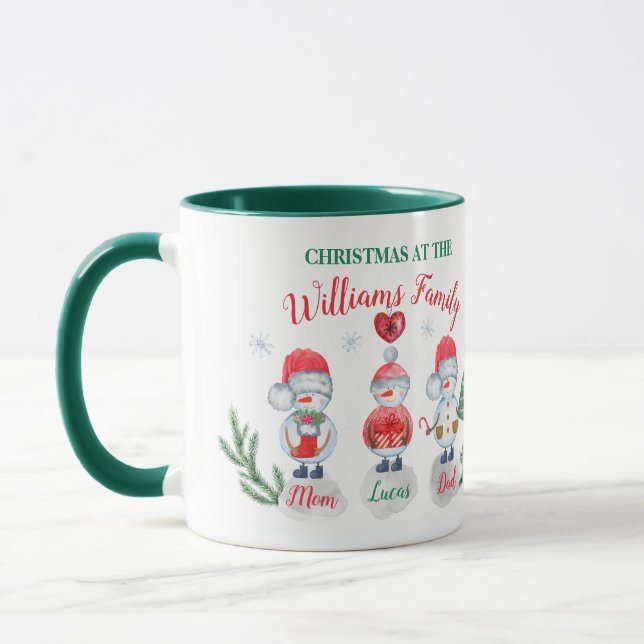 Mug Nom de famille de Noël enfants Aquarelle de neige (Gauche)