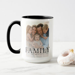 Mug Nom de famille de typographie moderne Cadeau photo